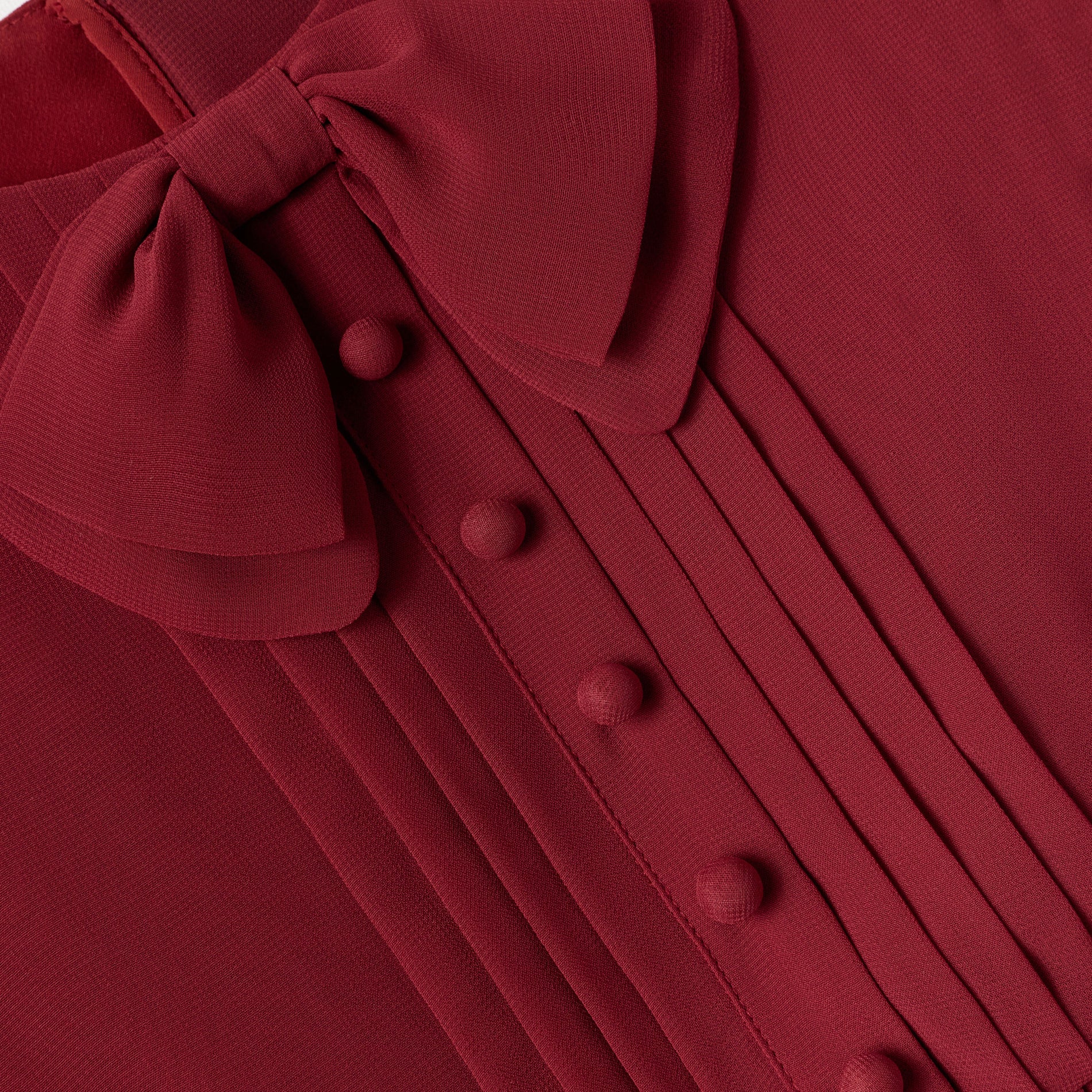 Burgundy Chiffon Long Sleeve Dress