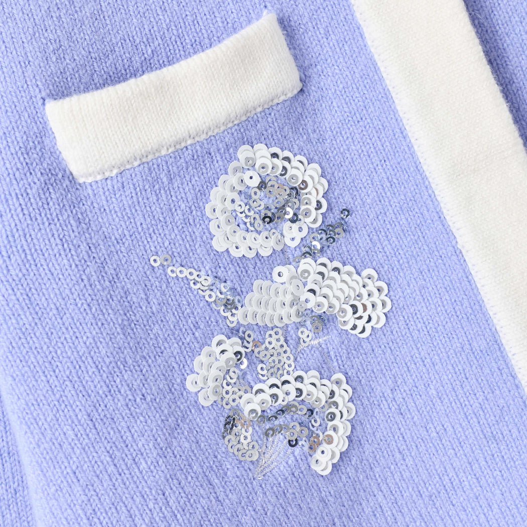 Blue Floral Knit Cardigan