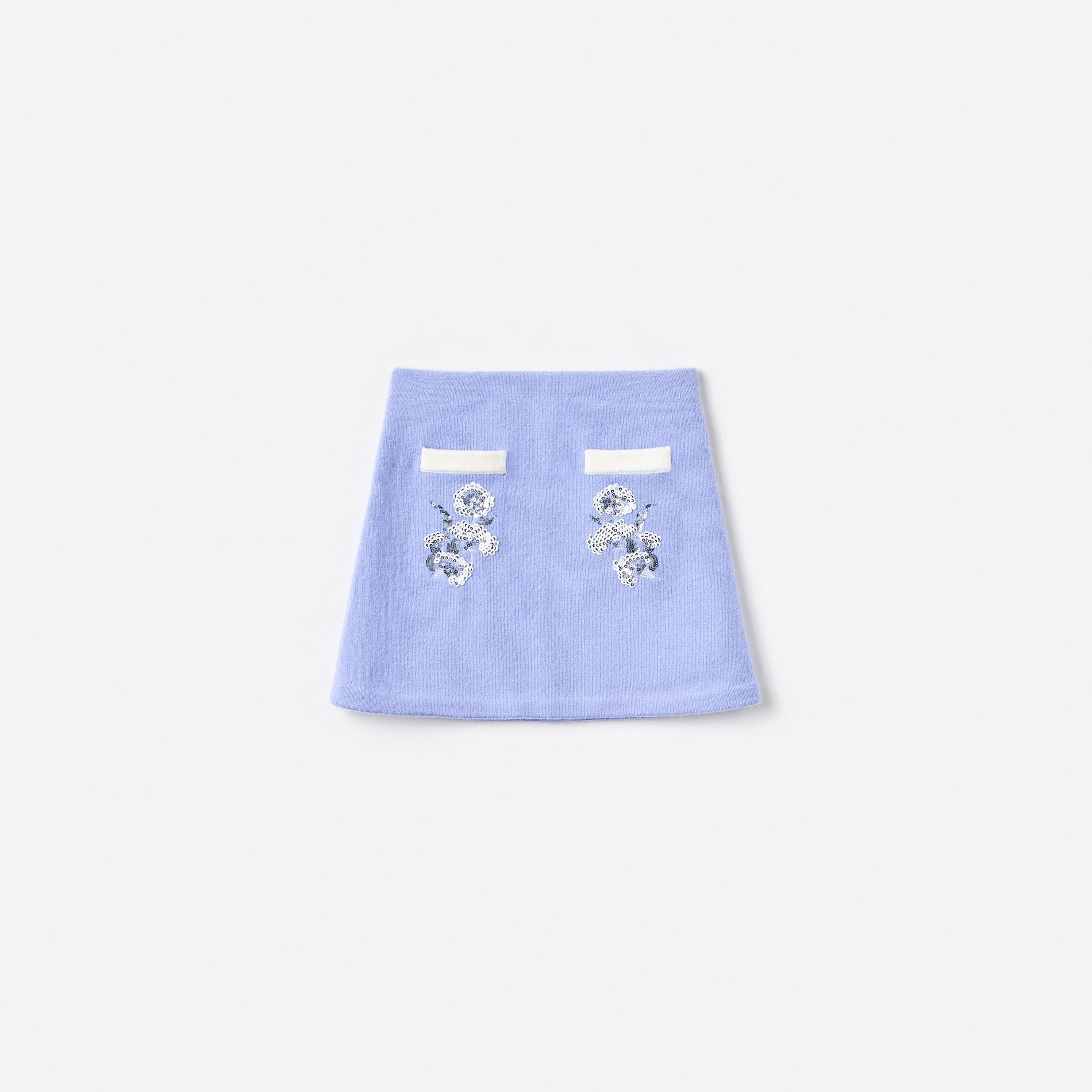 Blue Floral Knit Skirt