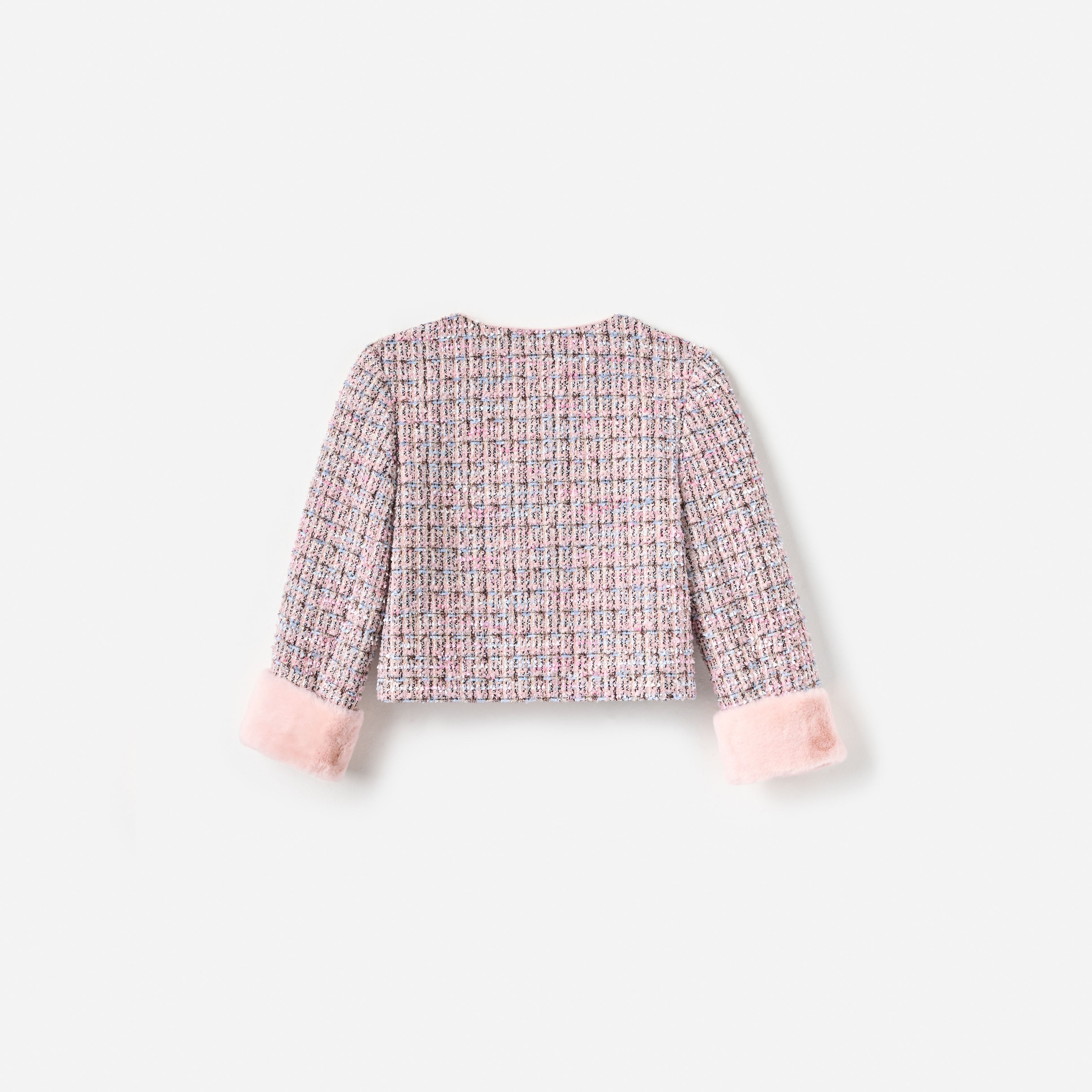 Pink Boucle Fur Jacket