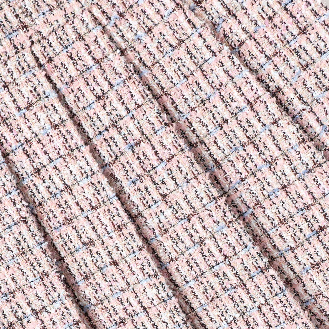 Pink Pleated Boucle Skirt