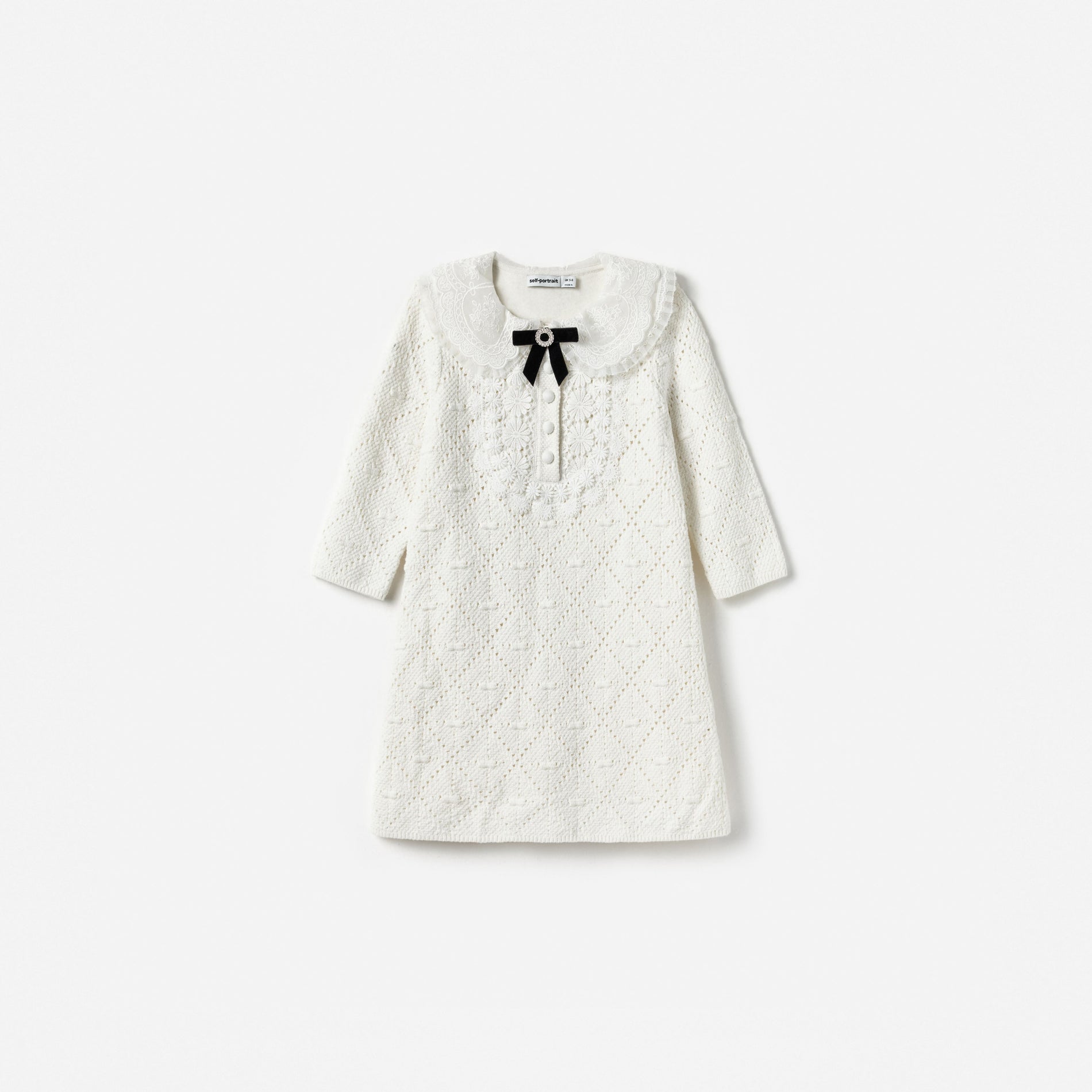 White Pointelle Knit Dress