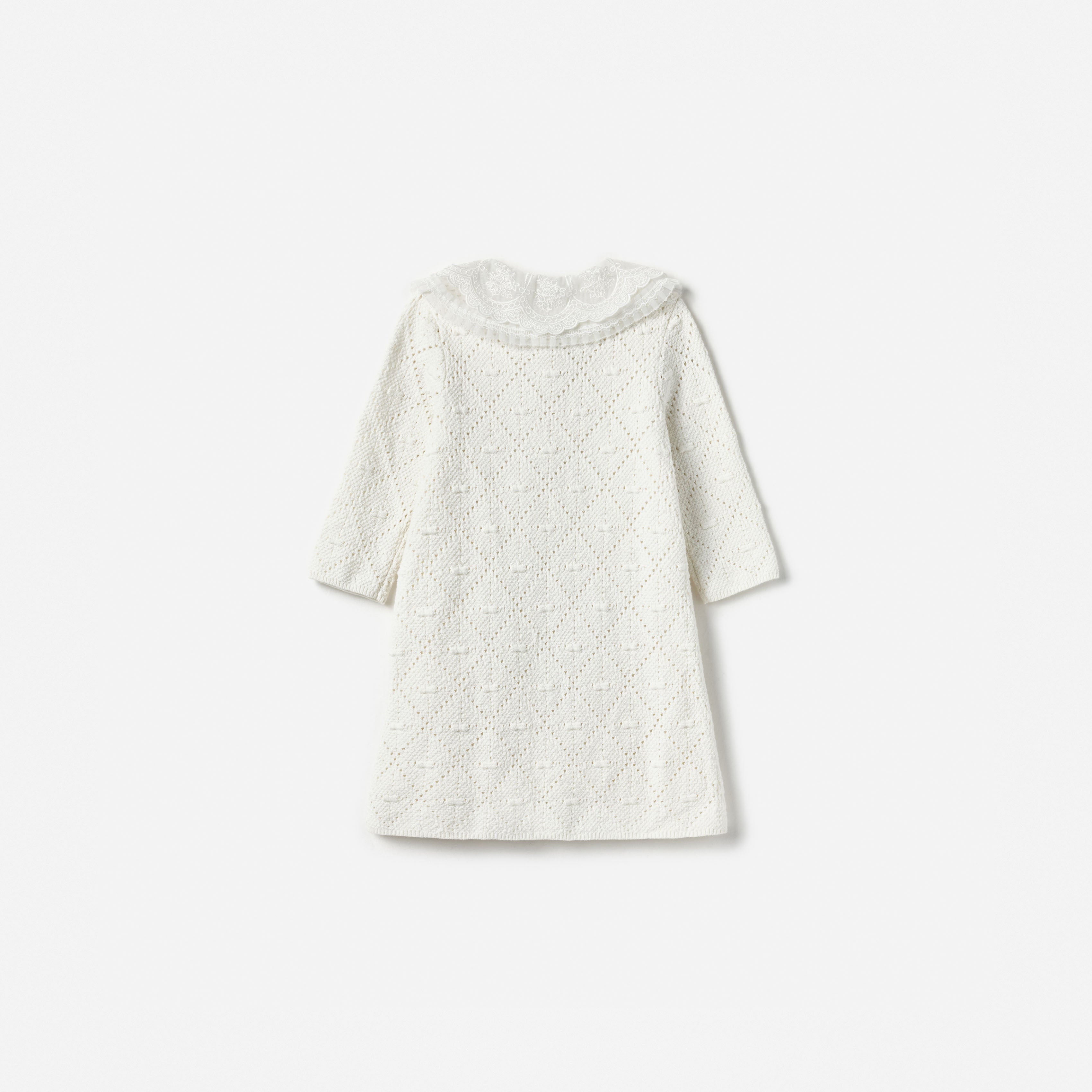 White Pointelle Knit Dress