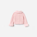 Pink Textured Knit Fur Cardigan
