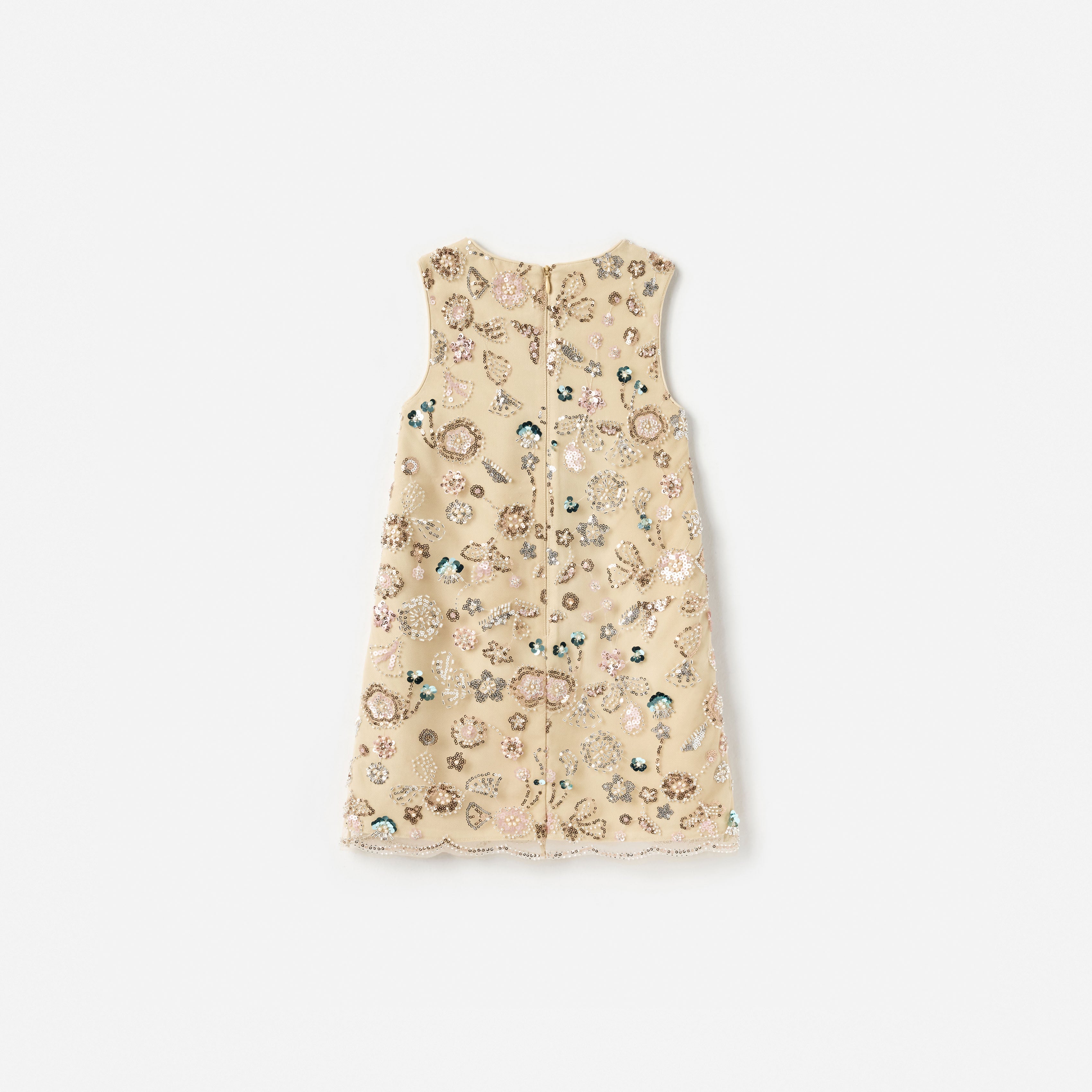 Champagne Sequin Embroidered Sleeveless Dress