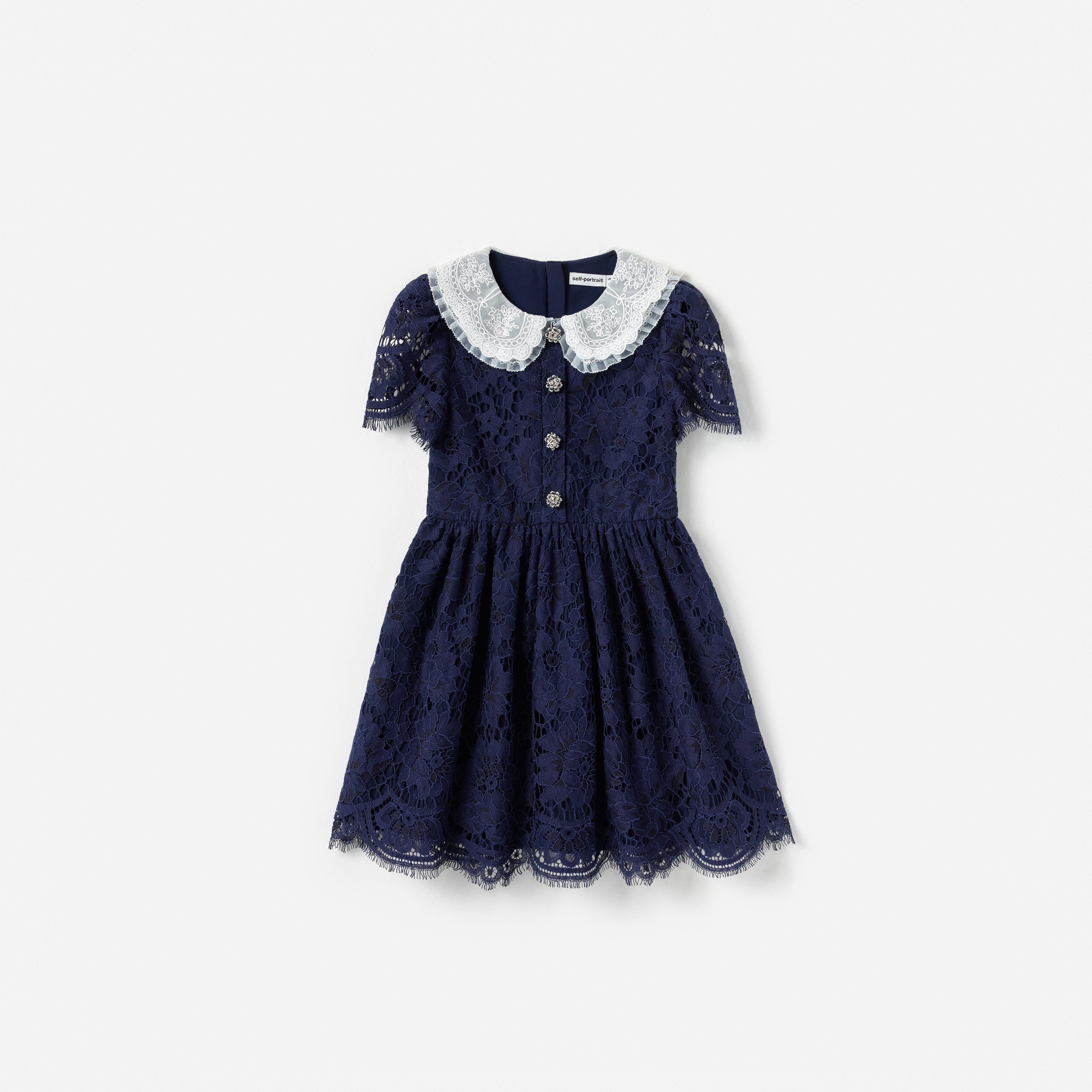 Navy Floral Lace Dress
