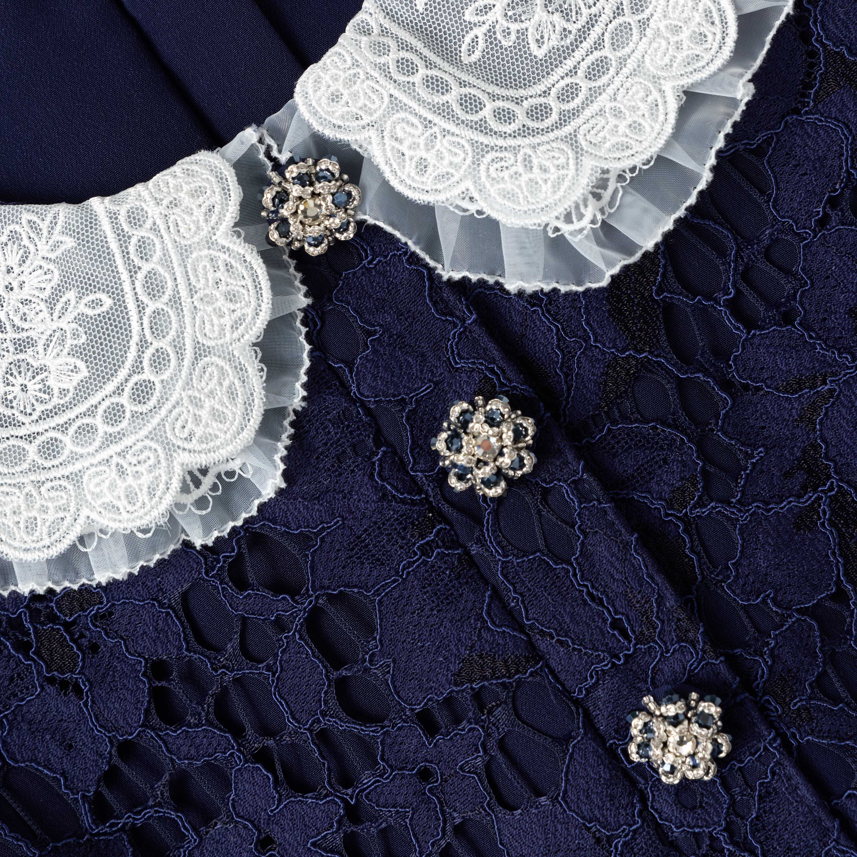 Navy Floral Lace Dress