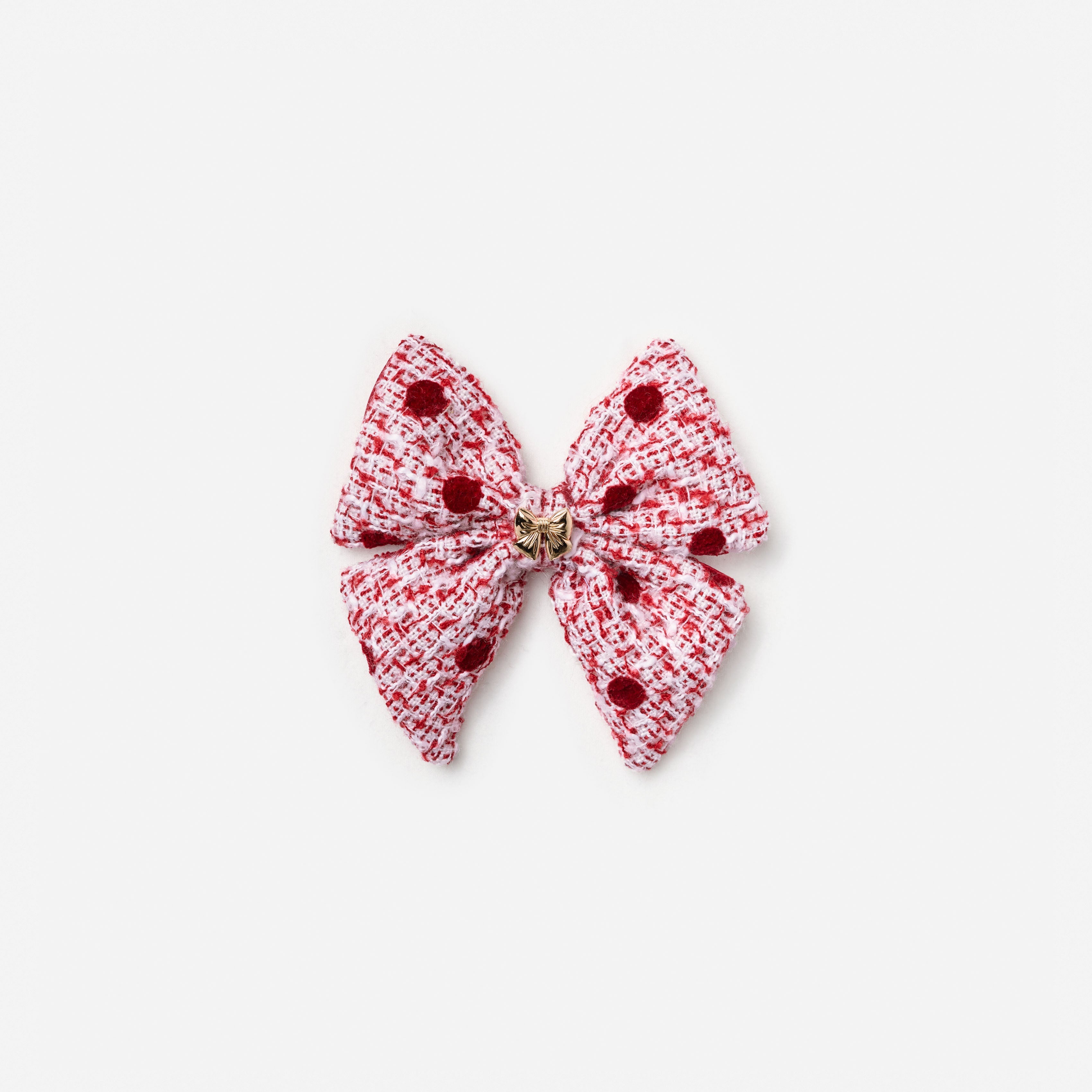 Burgundy Polka Dot Boucle Hair Bow