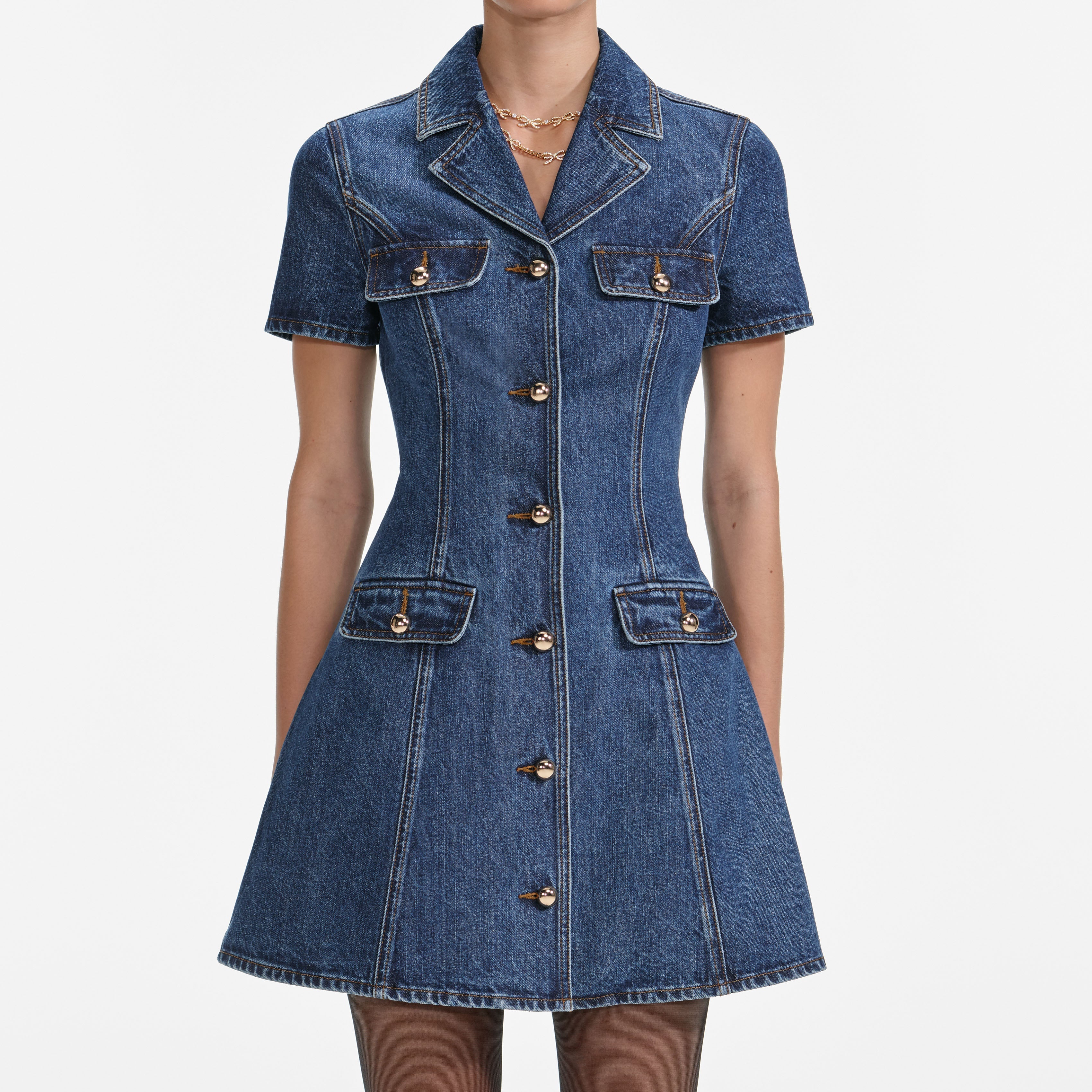 Denim Collared Mini Dress