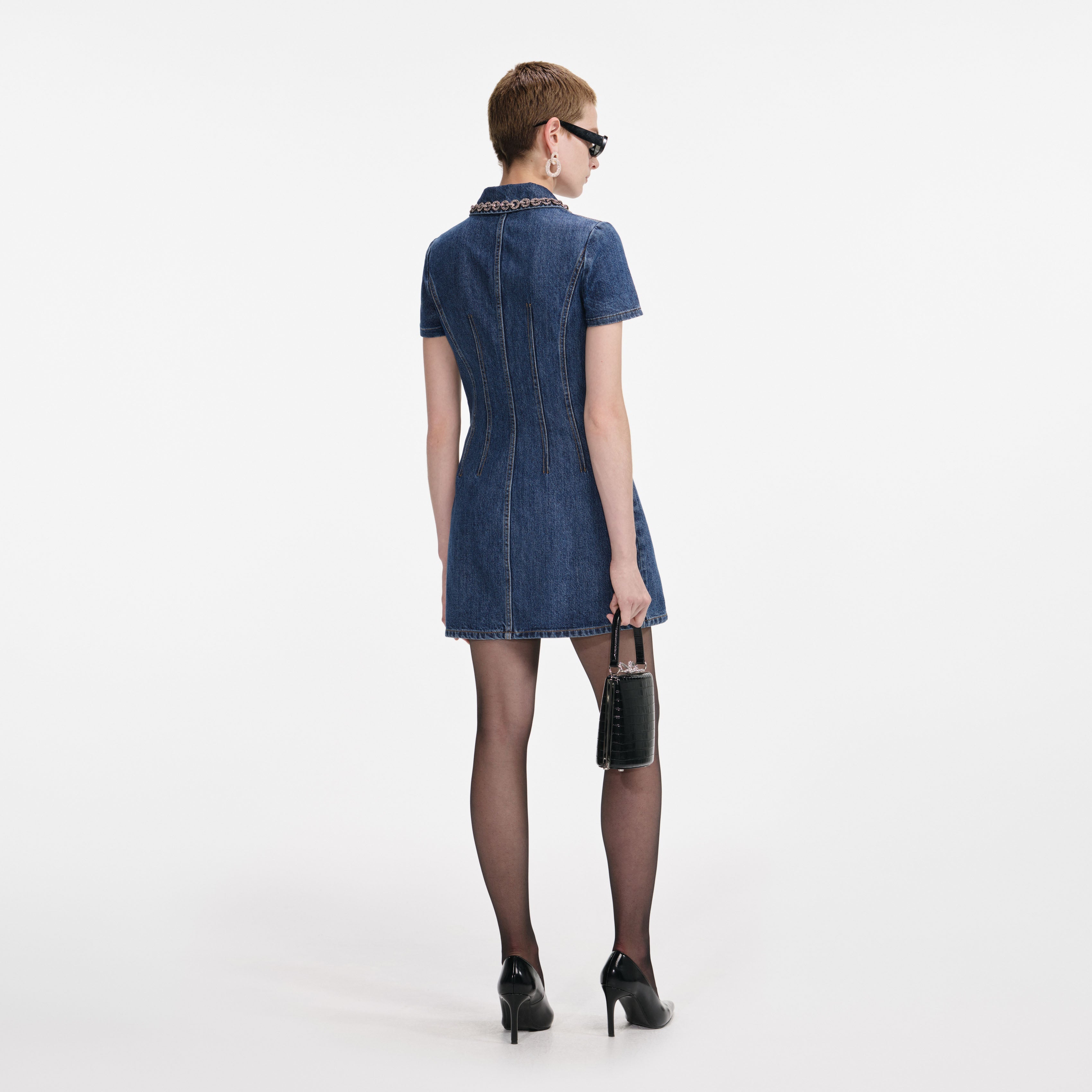 self-portrait デニムノースリーブワンピース Denim Sleeveless Mini Dress – self-portrait-EU