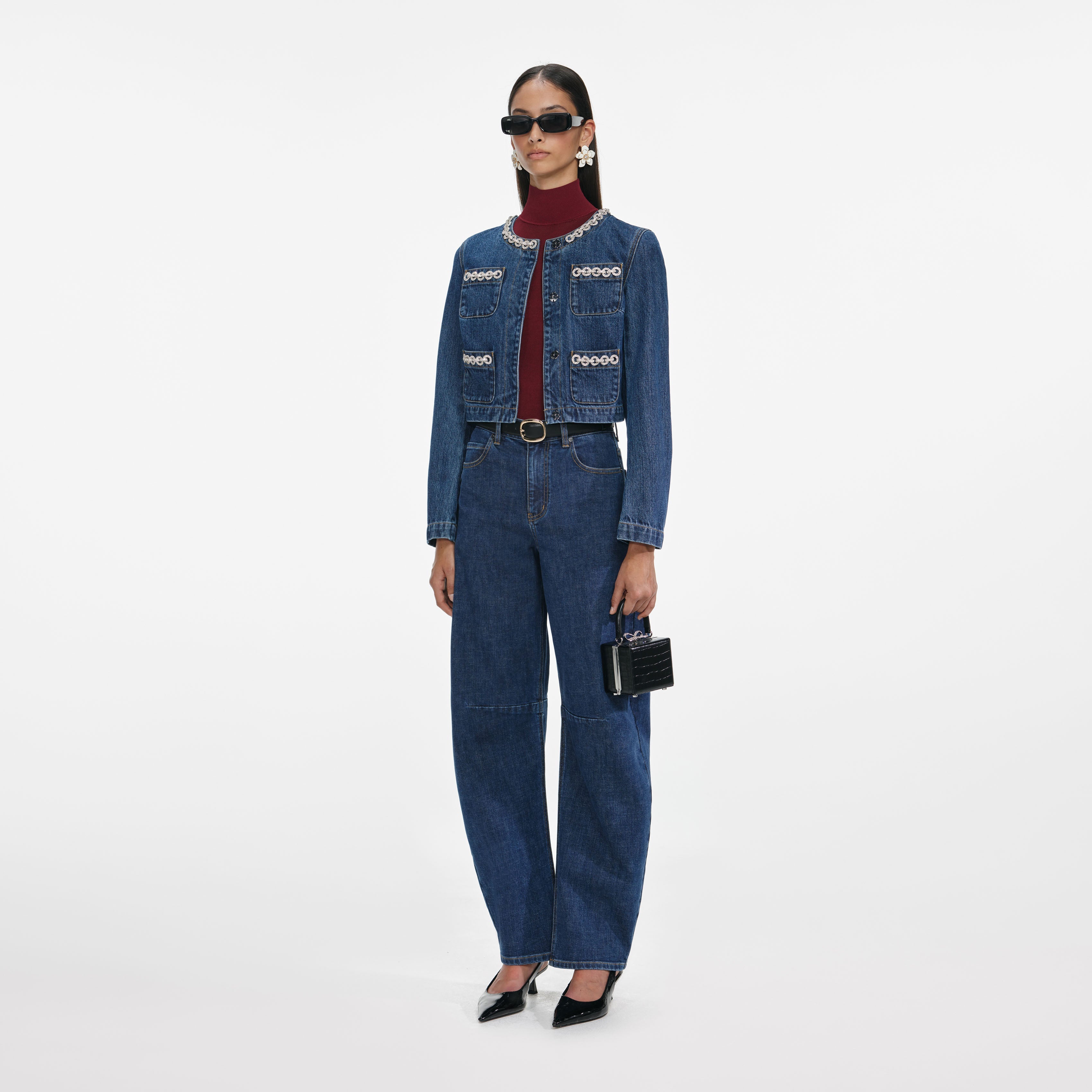 Crystal Trim Denim Jacket