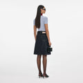 Indigo Denim Belted Midi Skirt