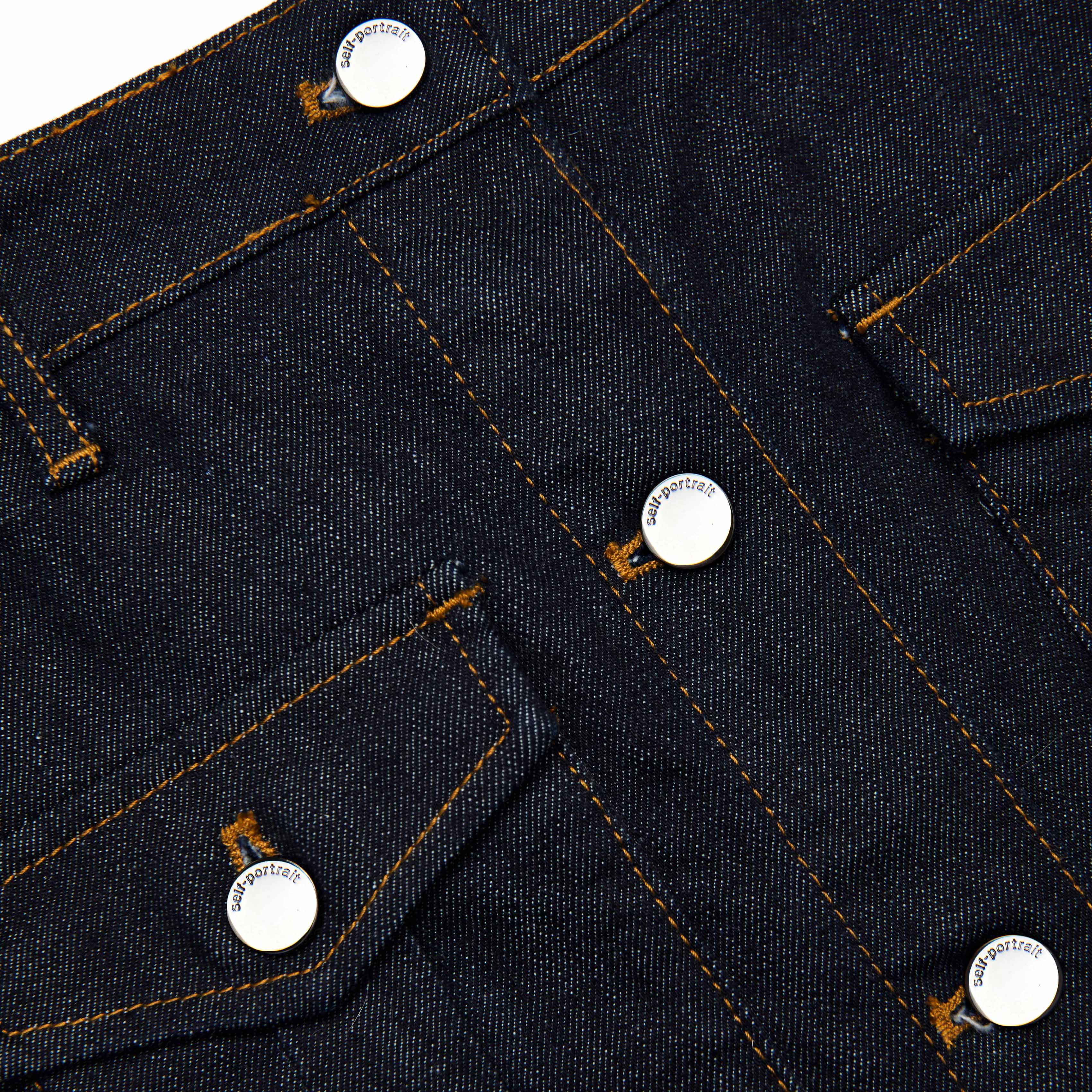 Indigo Denim Belted Midi Skirt