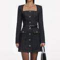 Indigo Denim Long Sleeve Mini Dress
