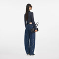 Blue Embellished Barrel Leg Jeans