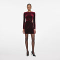 Burgundy Velvet Embellished Mini Dress