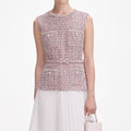 Pink Boucle Chiffon Midi Dress