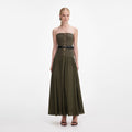 Khaki Bandeau Knit Midi Dress