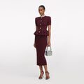 Burgundy Pointelle Knit Midi Dress