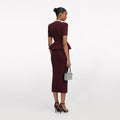 Burgundy Pointelle Knit Midi Dress