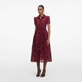 Burgundy Lace Collared Midi Dress