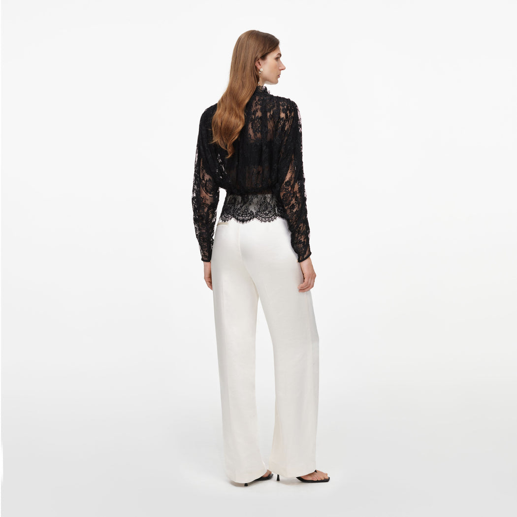 Black Lace High Neck Blouse
