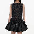 Black Lace Bubble Hem Mini Dress