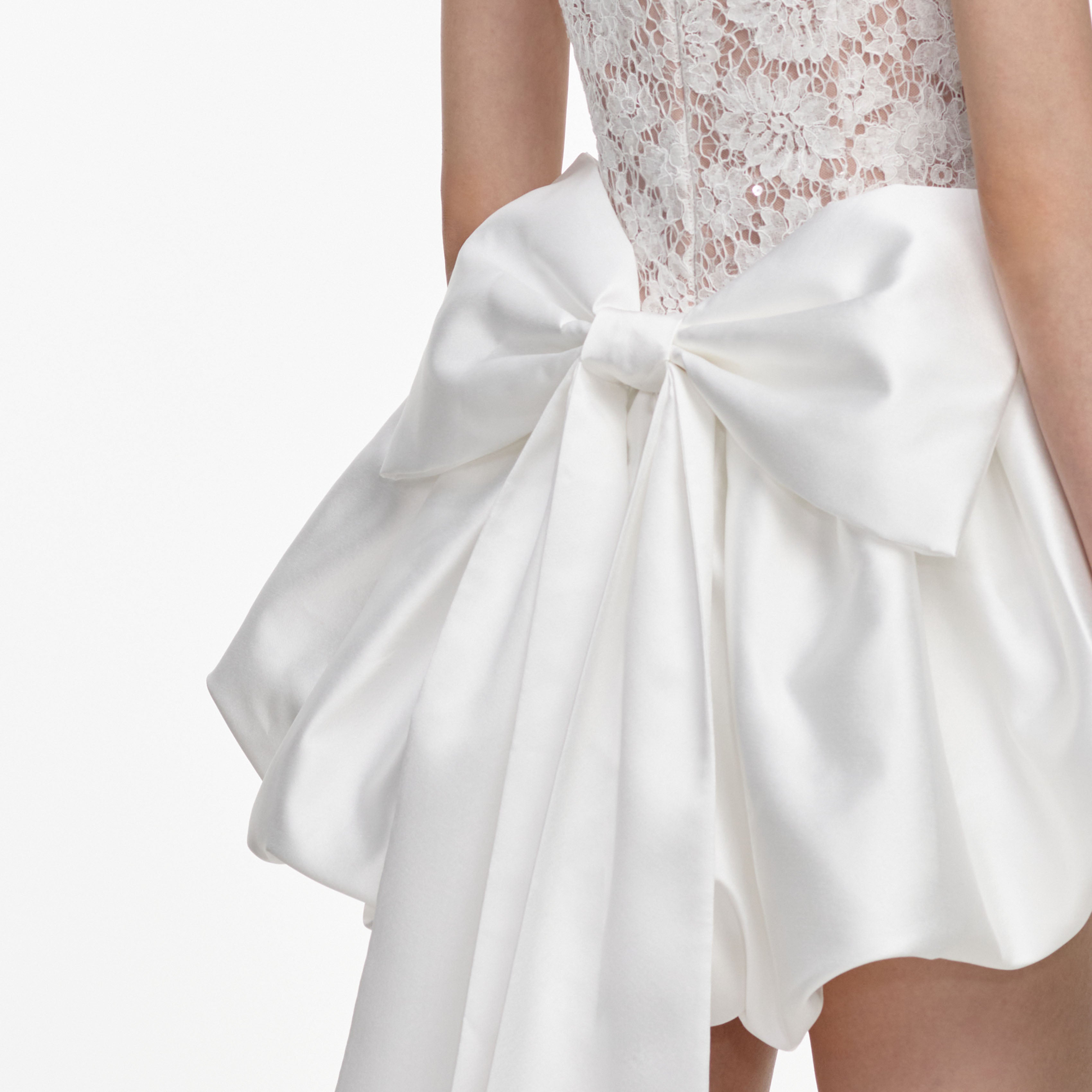 white sequin bow dress Ramona Strapless Sequin Bow Back Mini Dress
