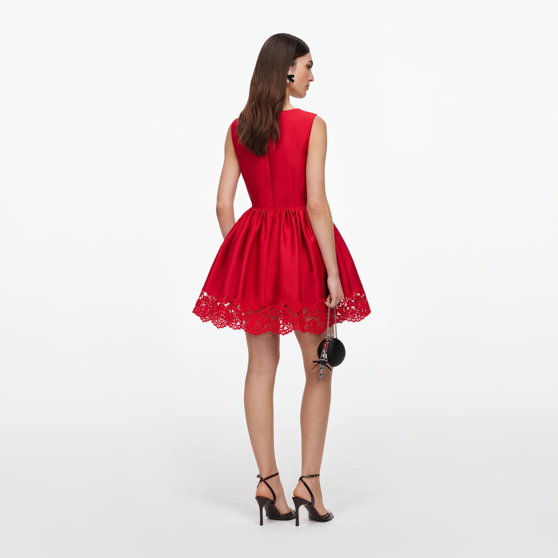 Red Taffeta Lace Mini Dress