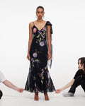 Black Floral Georgette Maxi Dress