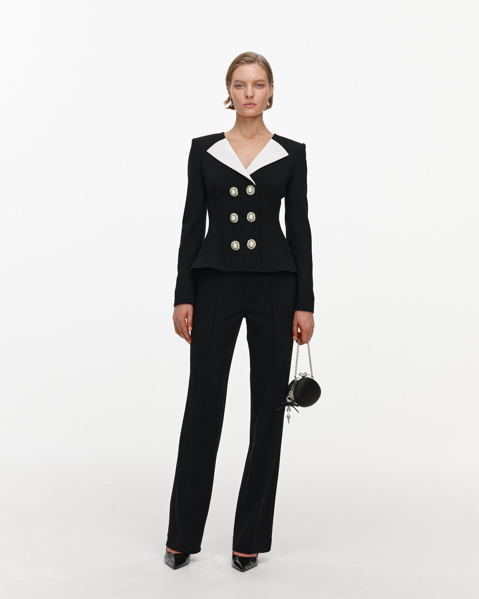 Black Tailored Wool Crepe Jumpsuit
