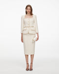 Cream Boucle Tailored Chain Midi Dress