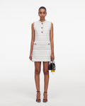White Boucle Sleeveless Mini Dress