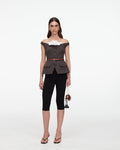 Brown Off Shoulder Collar Top