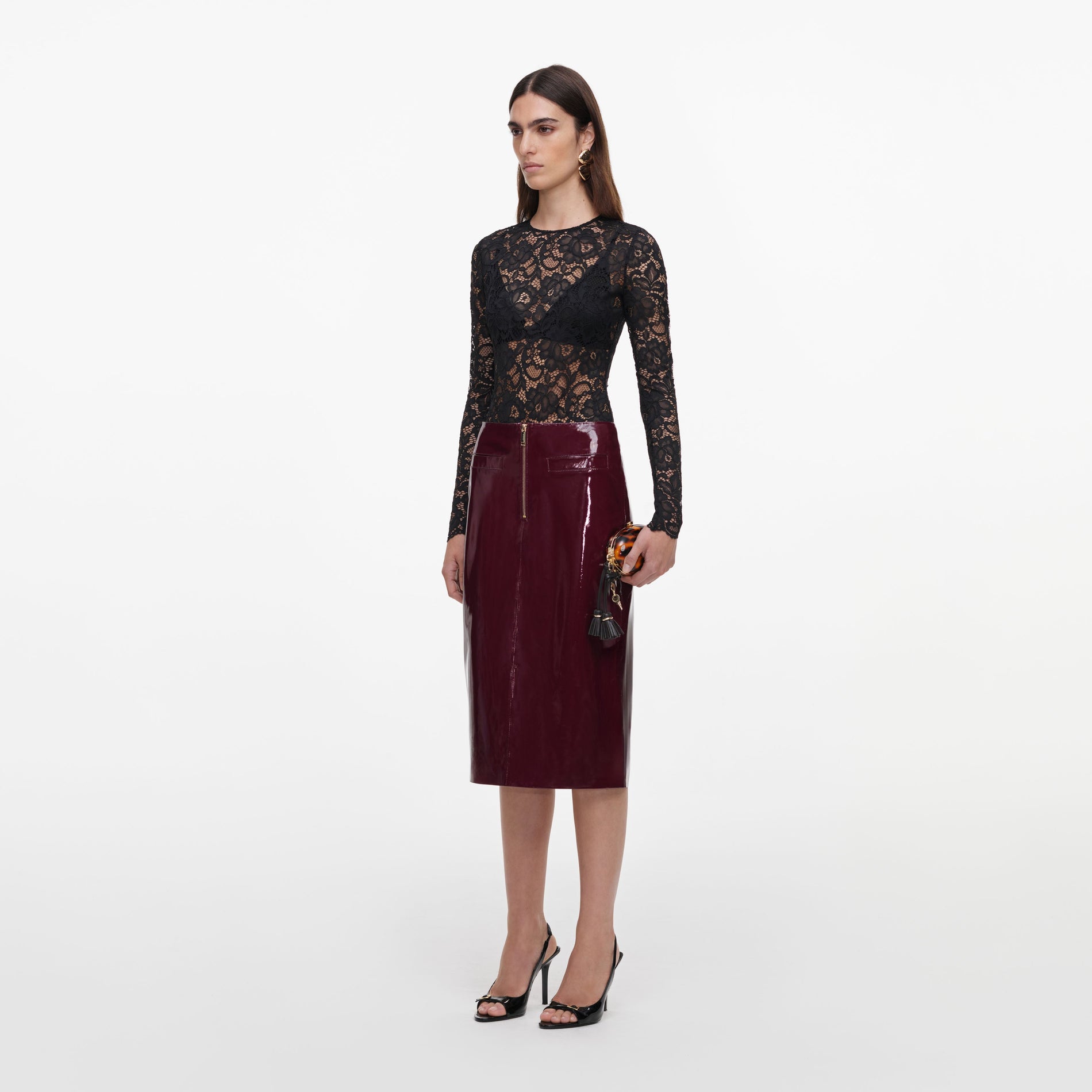Purple Faux Leather Skirt