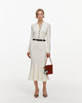 Cream Knit Denim Insert Midi Dress