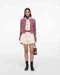 Red Check Frayed Knit Jacket