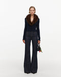 Navy Faux Fur Knit Cardigan