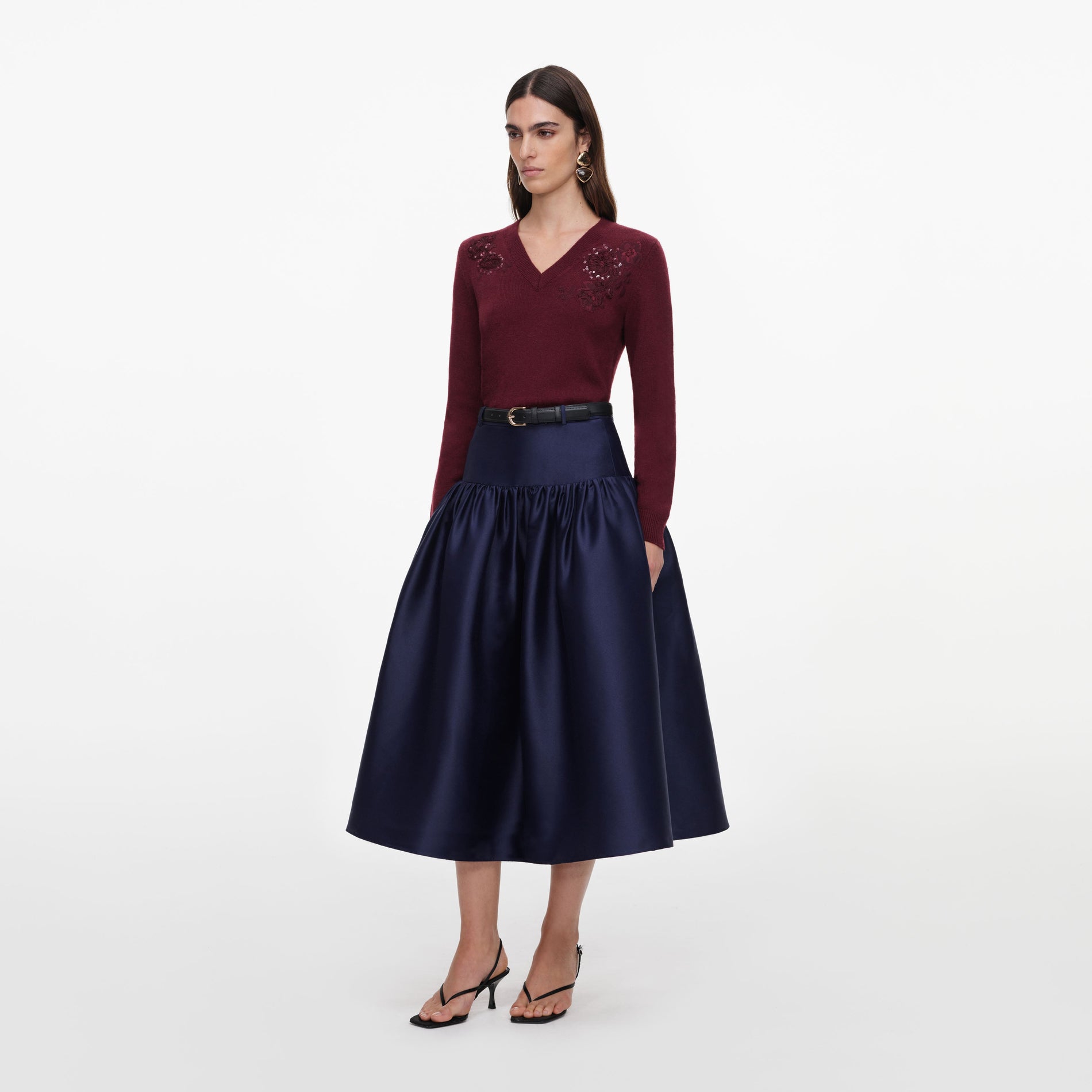 Burgundy Flower Wool Jumper