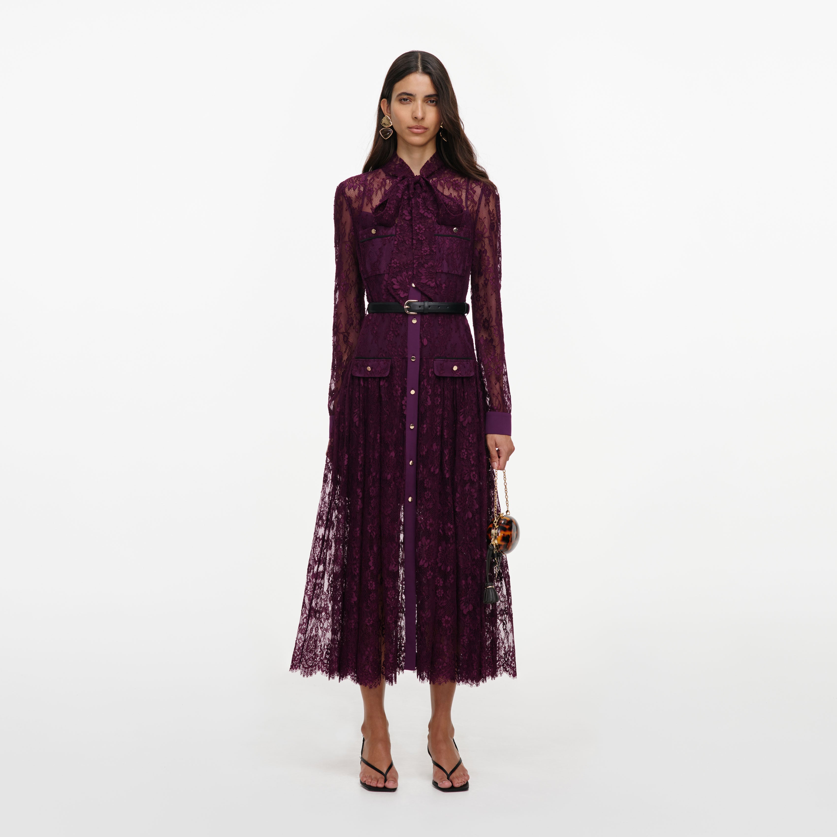 SELF PORTRAIT パープル レース編み キャミワンピース Women's Ready-to-Wear – self-portrait-EU