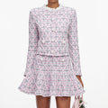 Pink Check Knit Cardigan