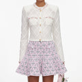 Pink Check Knit Mini Skirt