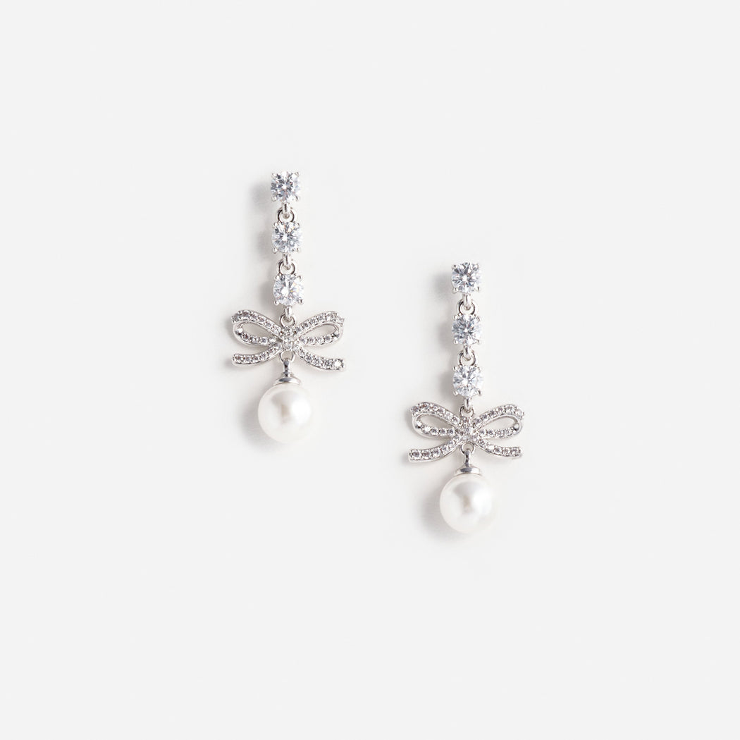 Bow Crystal Charm Earring