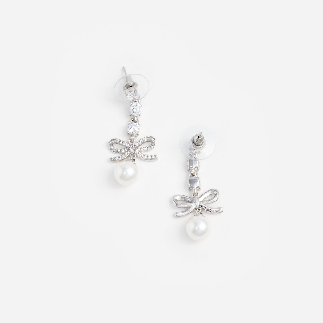 Bow Crystal Charm Earring