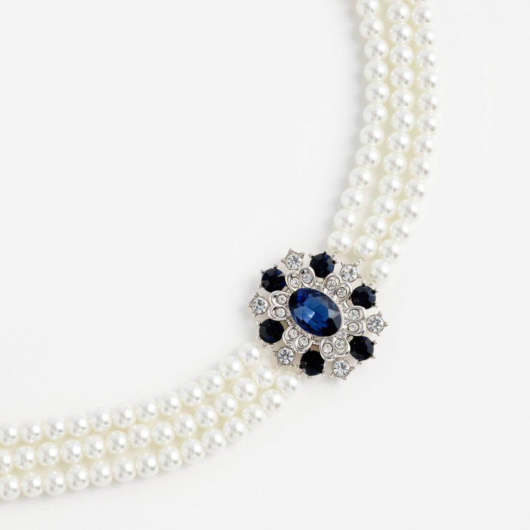 Blue Crystal Pearl Choker