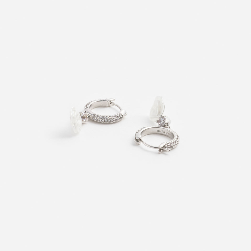 Crystal Flower Dangle Hoop Earring
