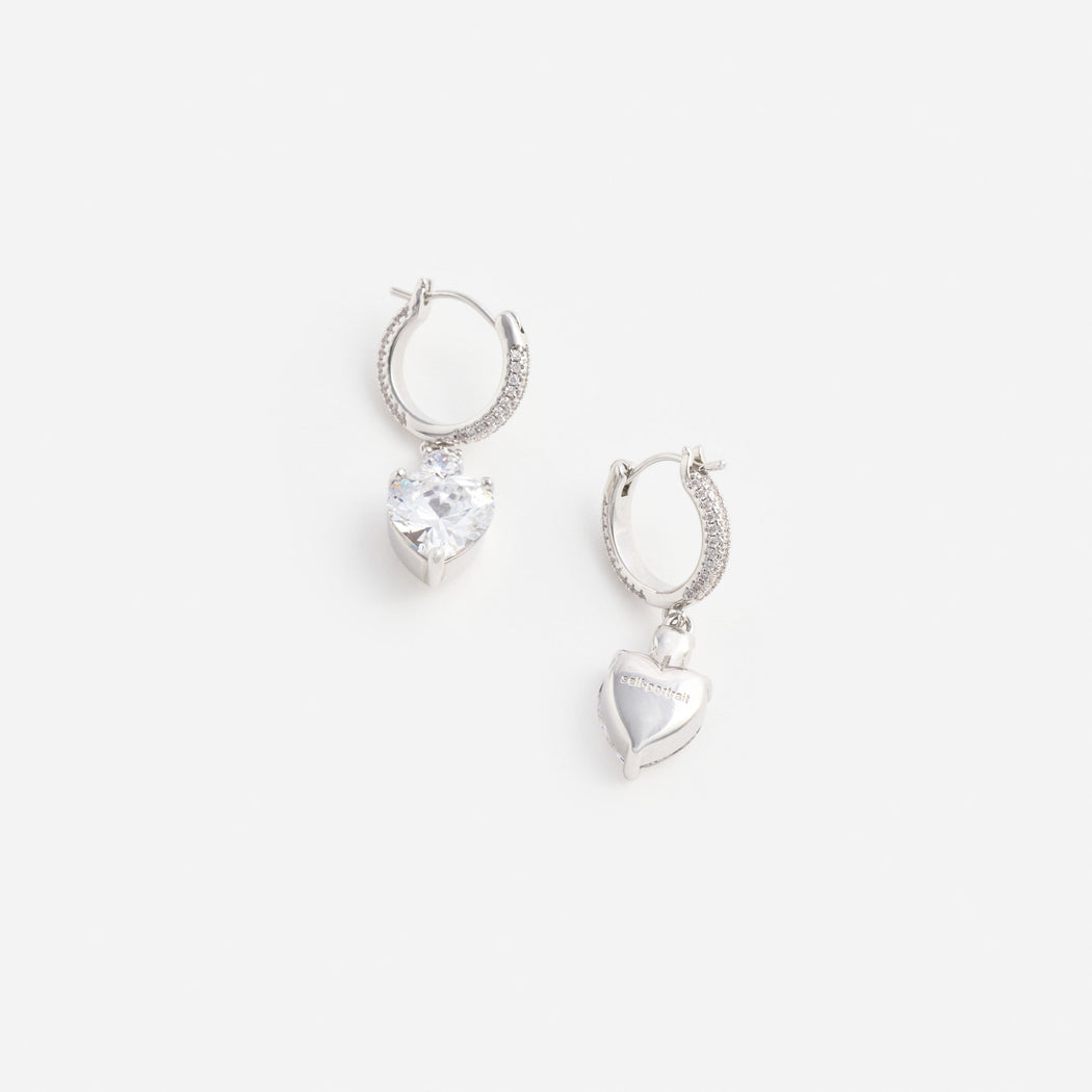 Crystal Heart Dangle Hoop Earring