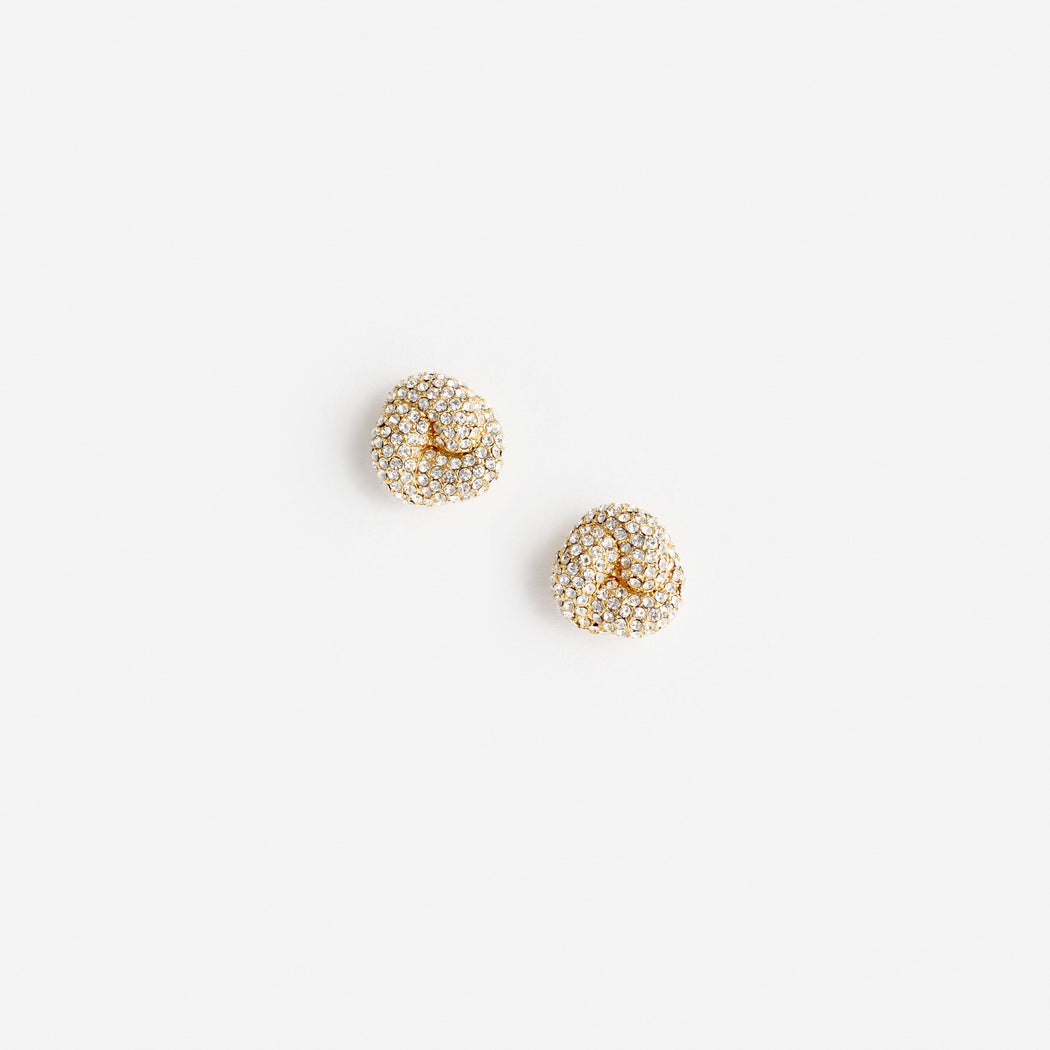 Small Gold Crystal Knot Earring