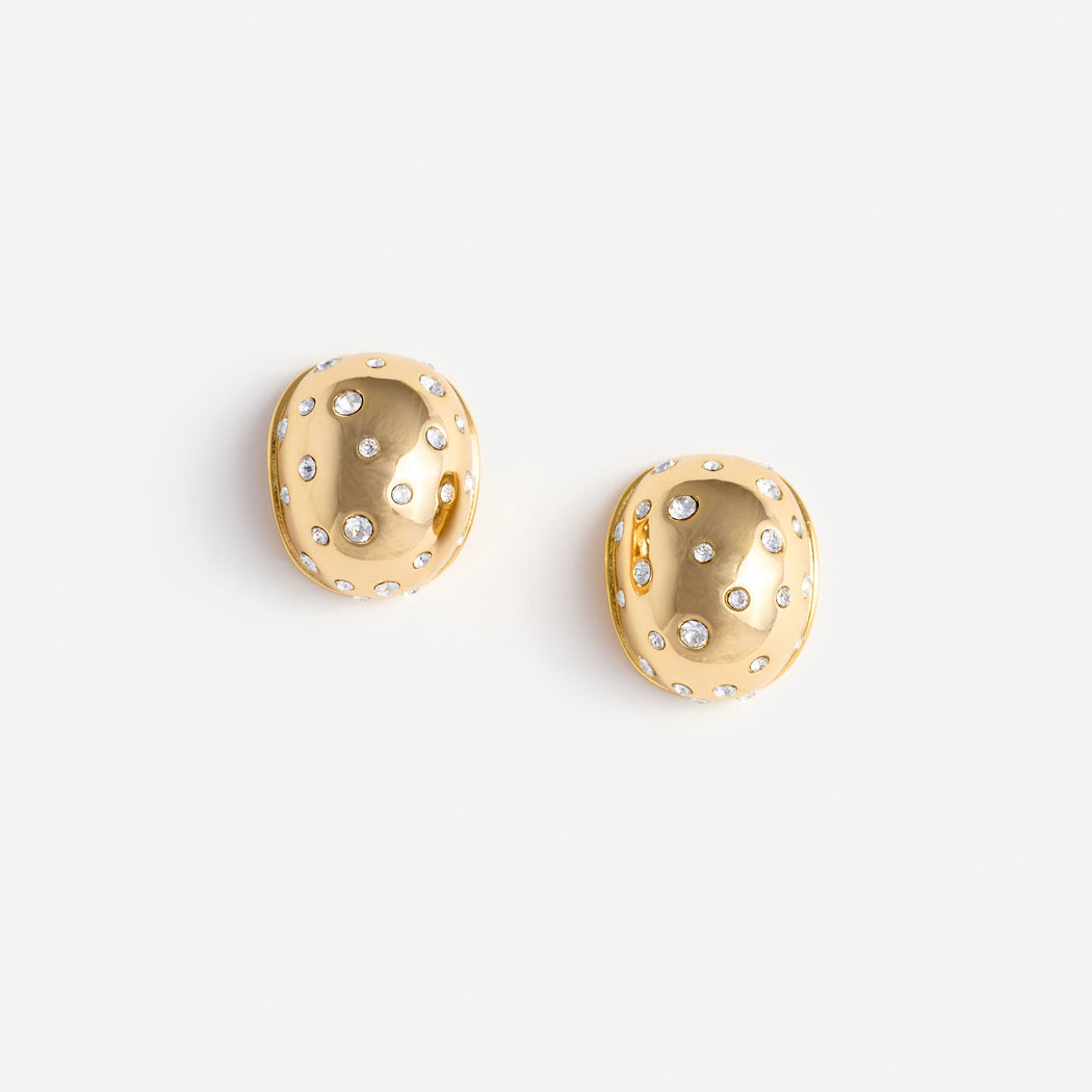 Gold Curved Crystal Earring