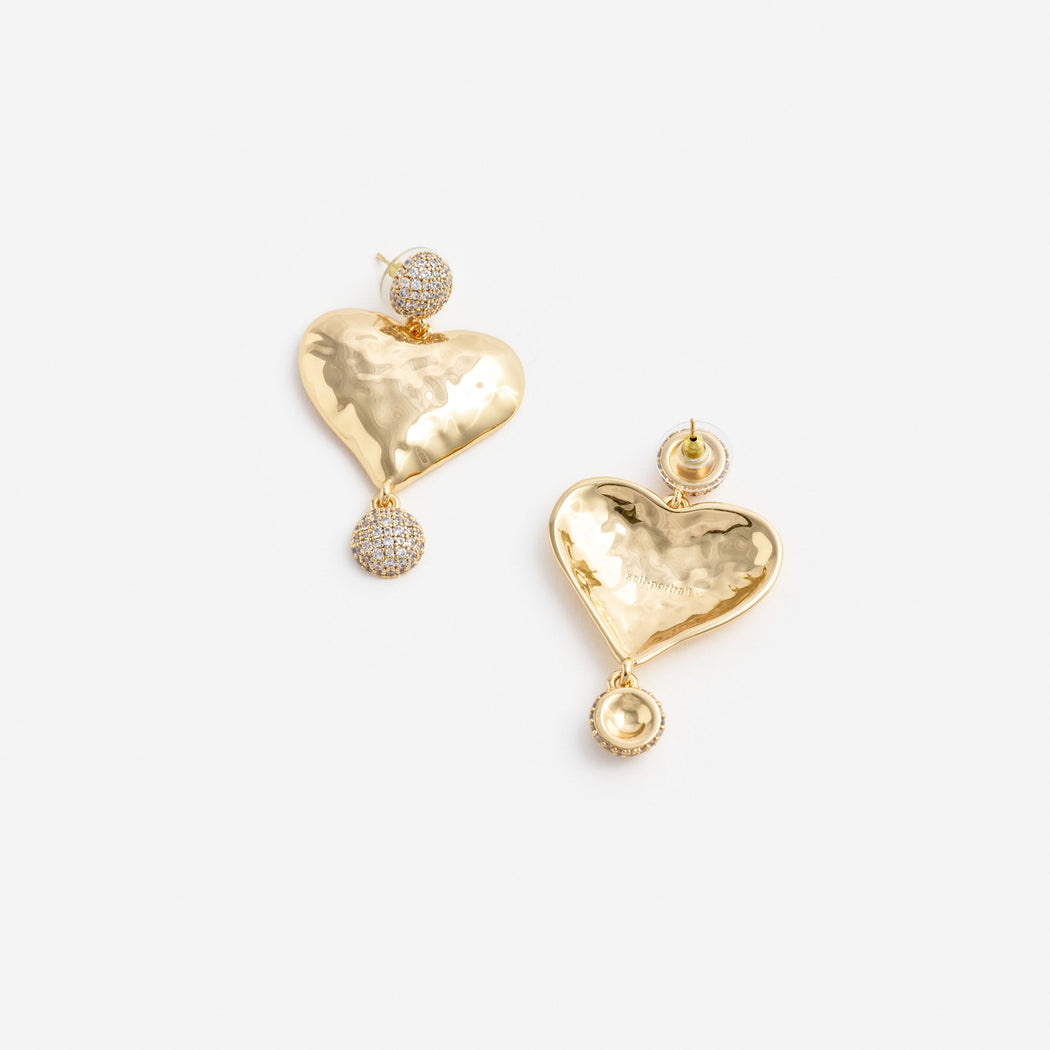 Mottled Gold Heart Crystal Earring